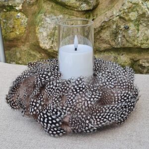 Guinea Fowl Feather Wreath – 6 Inch