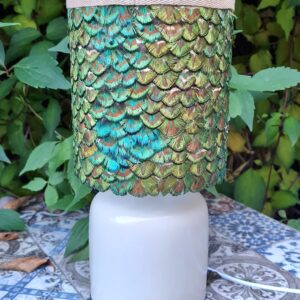 Peacock Gold Feather Table Lampshades — One-Off Pair